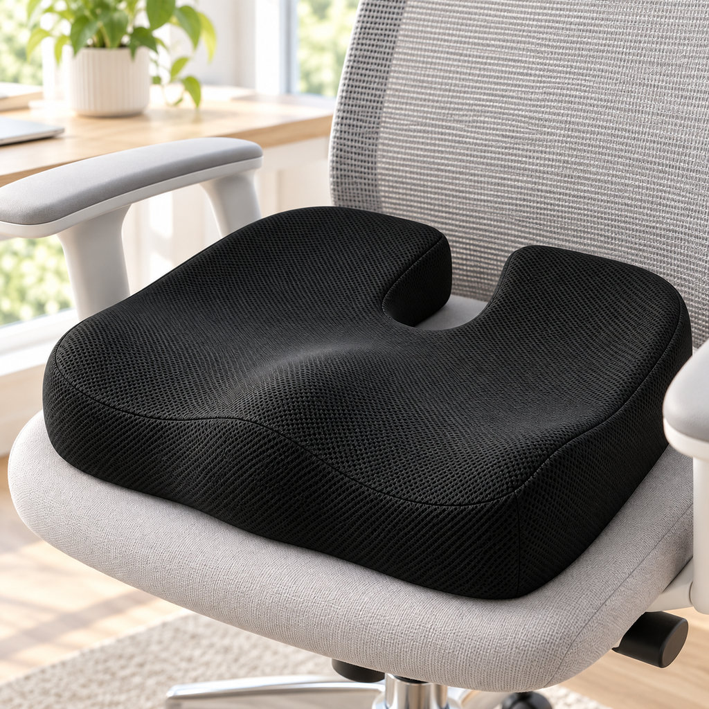 Coussin d’assise ergonomique profilé TEVO sur chaise de bureau
