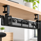 Panier range-câbles TEVO installé sous un bureau